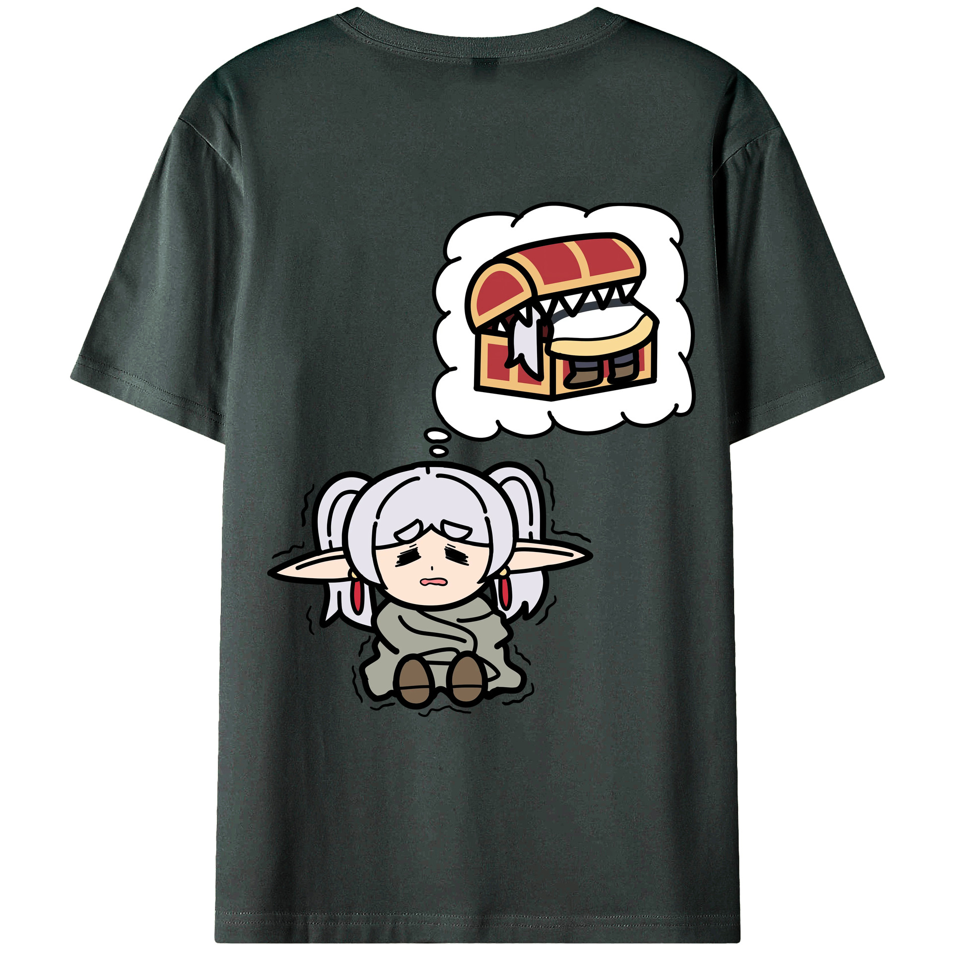 （画像用） 葬送のフリーレン Frieren 綿100％ メンズ半袖Tシャツ（バックプリント） 通気性